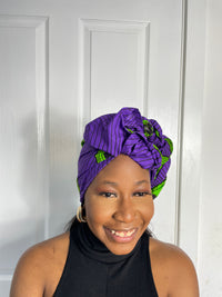 ASA Green and Purple Ankara Headwrap/Scarf