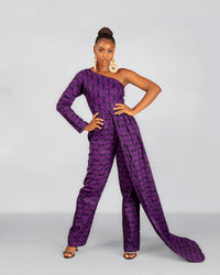 Anny Ankara Jumpsuit | Purple African Print