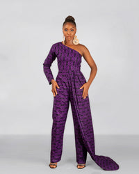 Anny Ankara Jumpsuit | Purple African Print