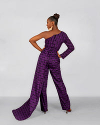 Anny Ankara Jumpsuit | Purple African Print