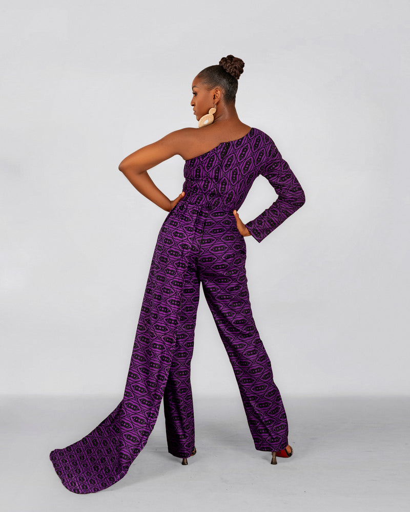 Anny Ankara Jumpsuit | Purple African Print