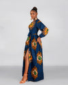 Arya Ankara Maxi Dress | Blue African Print