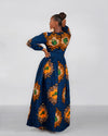 Arya Ankara Maxi Dress | Blue African Print