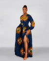 Arya Ankara Maxi Dress | Blue African Print
