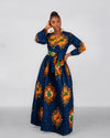 Arya Ankara Maxi Dress | Blue African Print