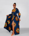 Arya Ankara Maxi Dress | Blue African Print