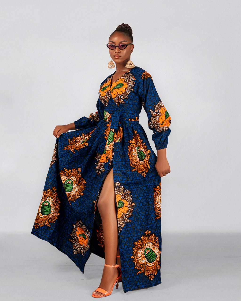Arya Ankara Maxi Dress | Blue African Print