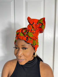 Annette Orange Ankara Headwrap/Scarf