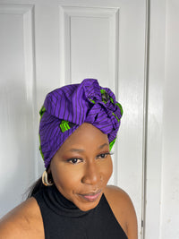 ASA Green and Purple Ankara Headwrap/Scarf