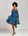 Beau Ankara Short Mini Dress | Blue African Print