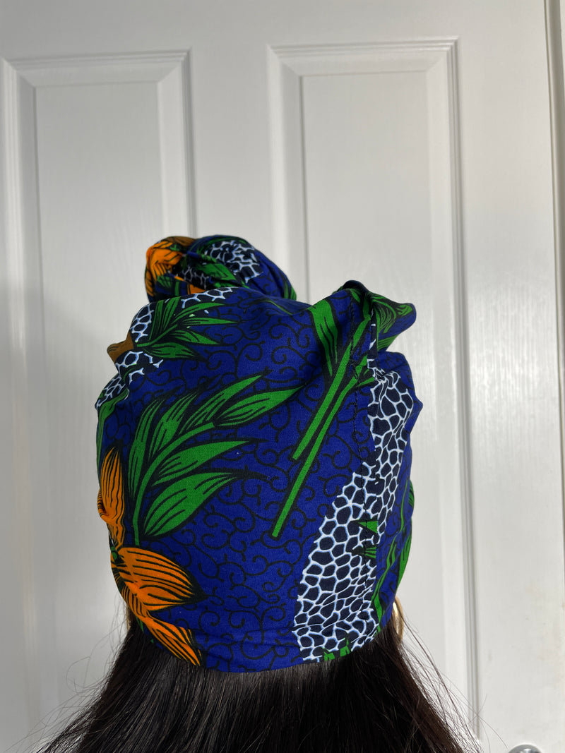 Martha Green and Blue Ankara Headwrap/Scarf