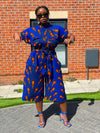 Kiekie Ankara Culotte Jumpsuit | Blue and Orange  African Print