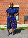 Kiekie Ankara Culotte Jumpsuit | Blue and Orange  African Print