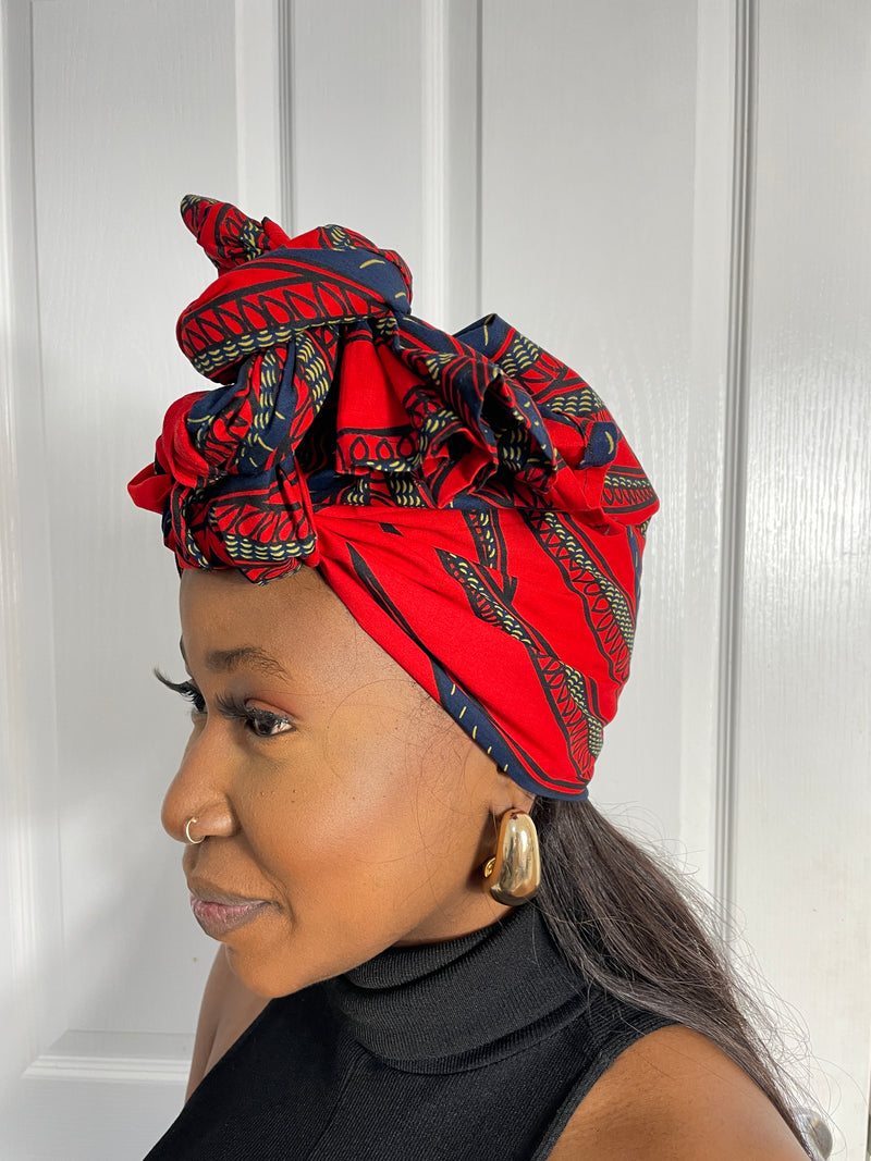 Beatrice Red Ankara Headwrap/Scarf