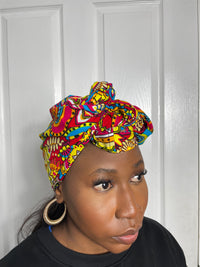 Micah Yellow and Blue Multicolored Ankara Headwrap/Scarf