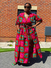 Biston Ankara Maxi Dress | Pink and Green African Print