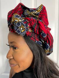 Almah Red Ankara Headwrap/Scarf