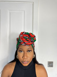 Maggie Green and Orange Ankara Headwrap/Scarf