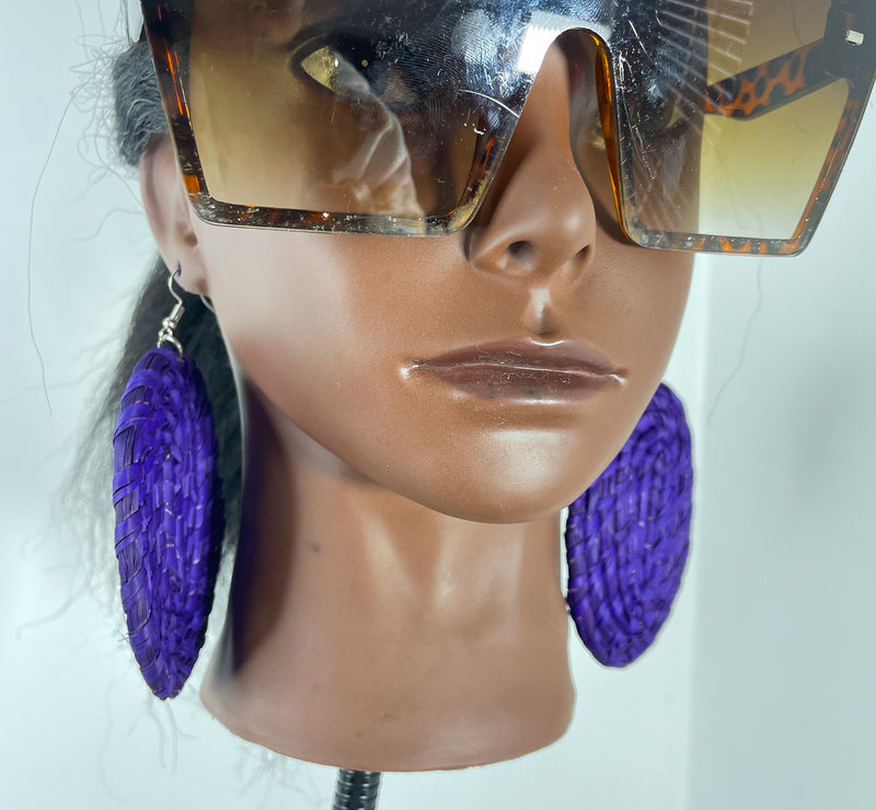 Purple Round Rattan Earring