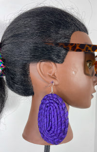 Blue Round Rattan Earring