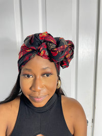 Adire Black and Red Ankara Headwrap/Scarf