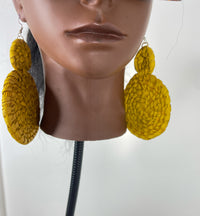 Yellow Double circle Rattan Earring