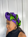 ASA Green and Purple Ankara Headwrap/Scarf