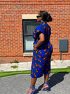 Kiekie Ankara Culotte Jumpsuit | Blue and Orange  African Print