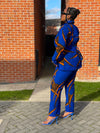 Goldie Ankara High waisted Trouser | Blue African Print