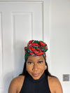 Maggie Green and Orange Ankara Headwrap/Scarf