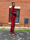 Alda Ankara Jumpsuit | Red African Print