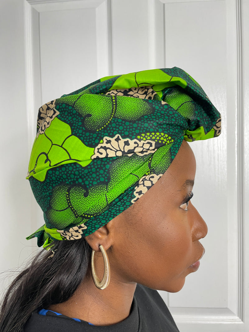 Aryla Green Ankara Headwrap/Scarf