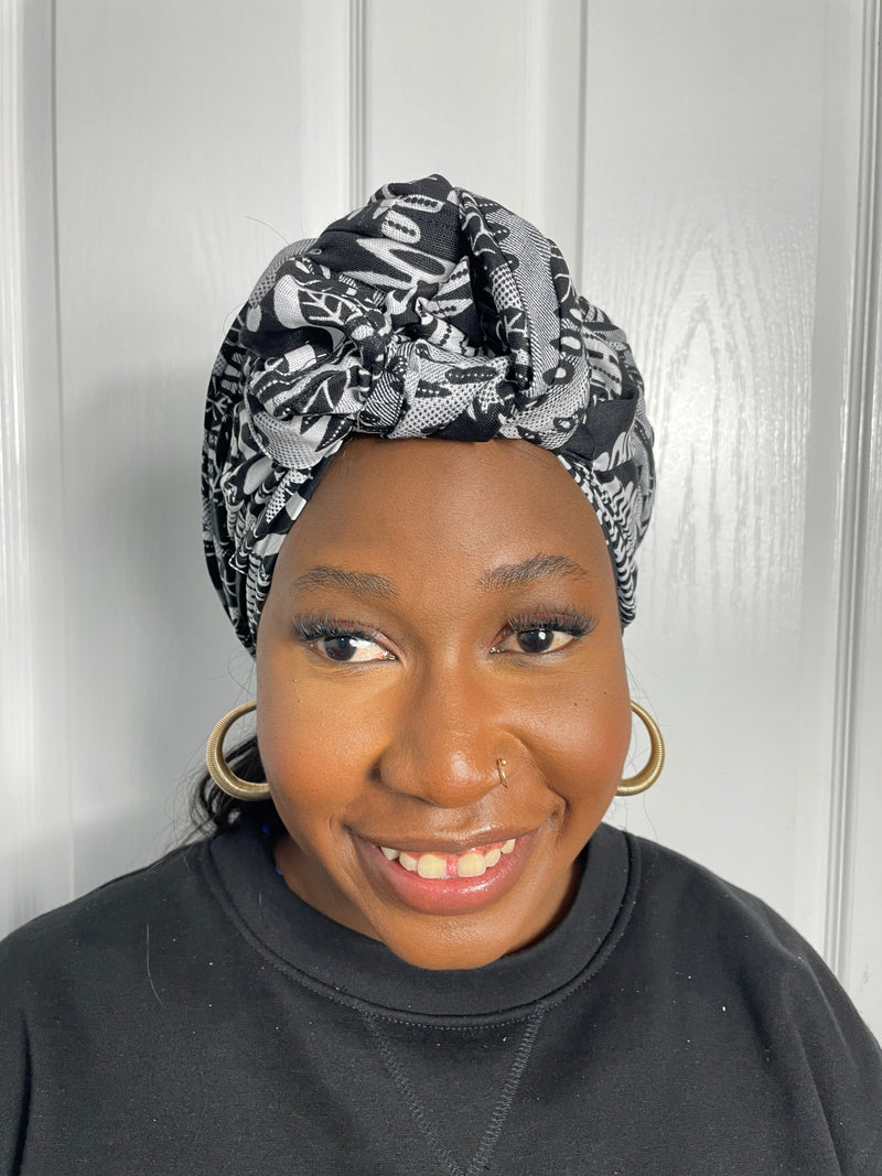 Alike Black and White Ankara  Headwrap/Scarf