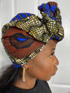 Jayne Orange and Blue Ankara Headwrap/Scarf