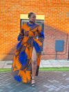 Etty Ankara Maxi Dress | Blue and Orange African Print