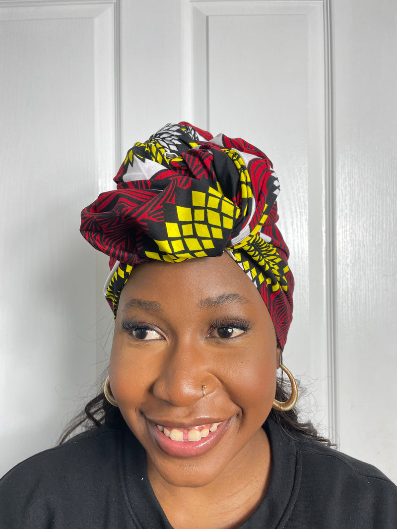 Hannah Red and Yellow Ankara Headwrap/Scarf