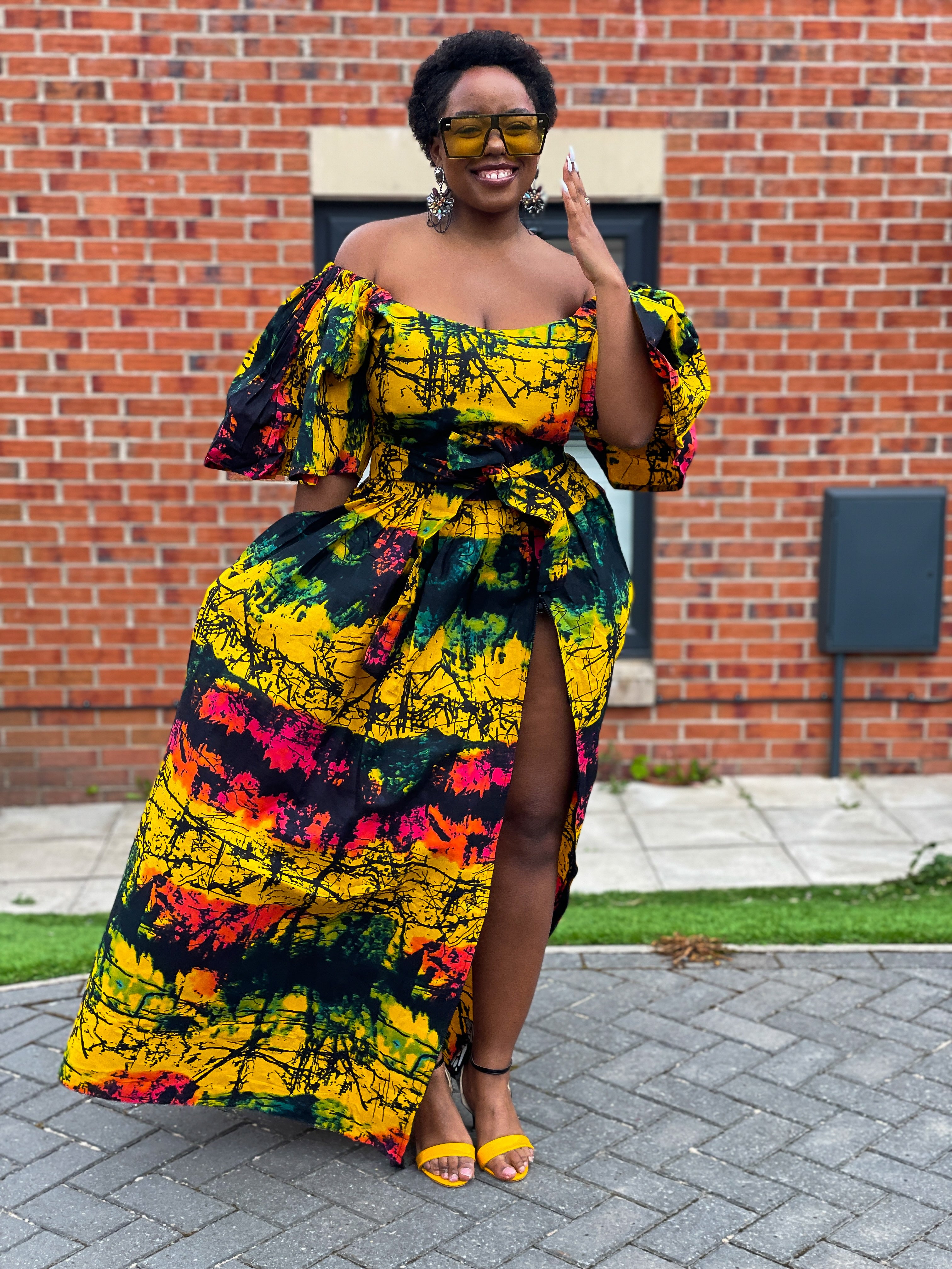 African print off shoulder dress hotsell