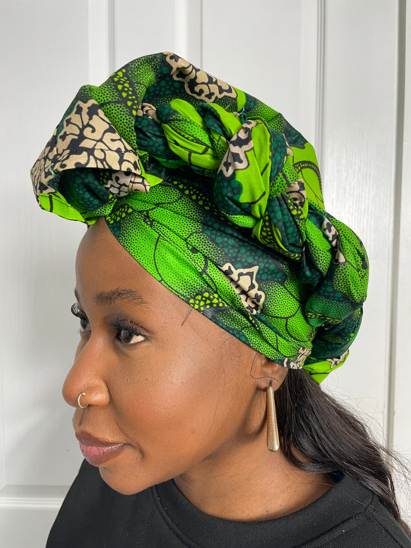 Aryla Green Ankara Headwrap/Scarf