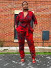 Alda Ankara Jumpsuit | Red African Print