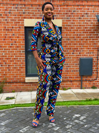 Aster Ankara Jumpsuit | Blur Multicolored African Tribal Print