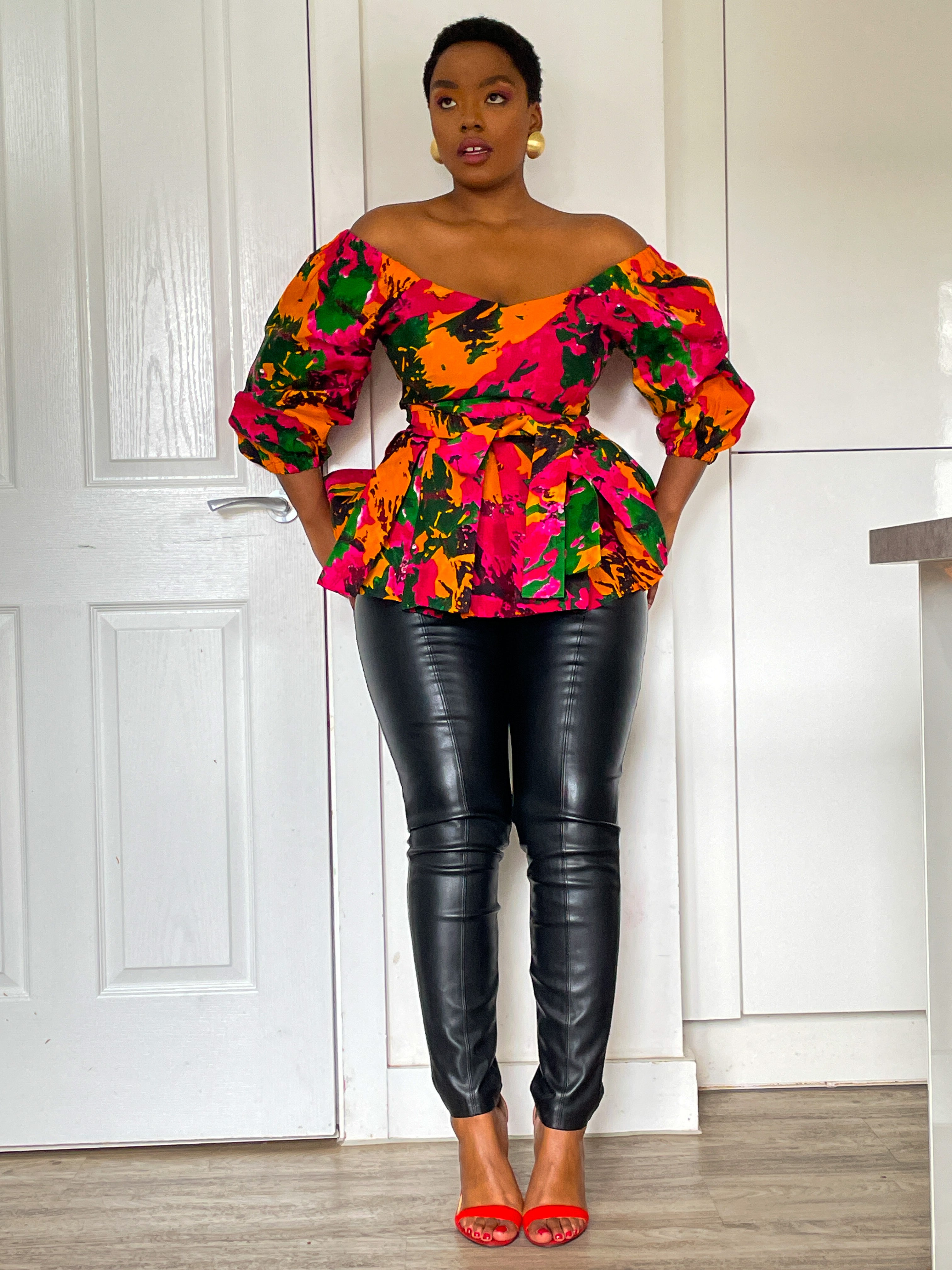 Off shoulder ankara peplum tops on sale