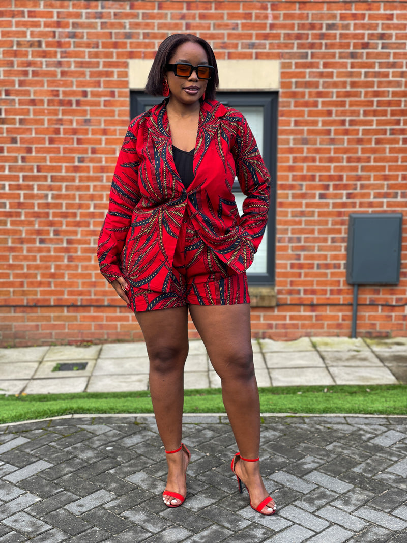 Gibs Ankara Jacket | Red and Black African Print