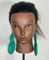 Green Double Circle African Rattan Earring