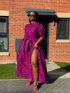 Anna Ankara Maxi Dress | Pink and Black African Print