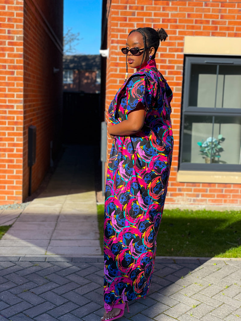 Betsy Ankara Bubu Dress | Pink Multicolor African Print