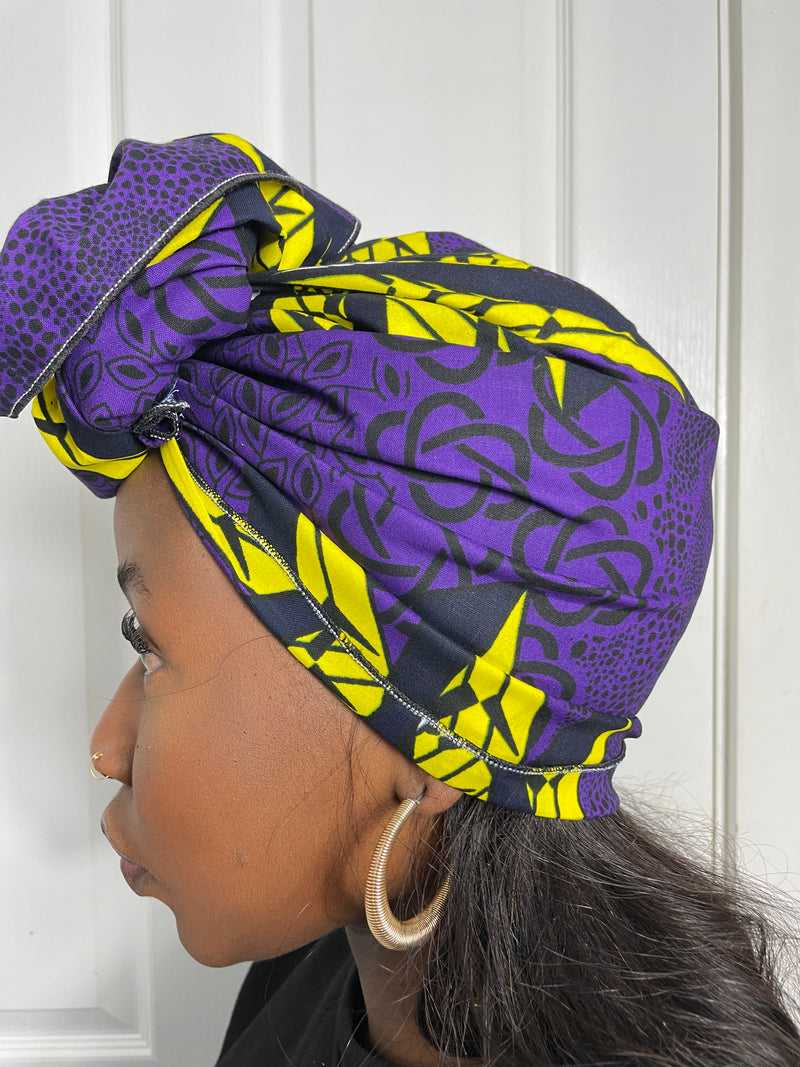 Sheila Purple and Yellow Headwrap | African Print