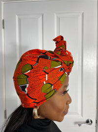 Annette Orange Ankara Headwrap/Scarf