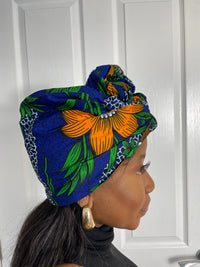 Martha Green and Blue Ankara Headwrap/Scarf