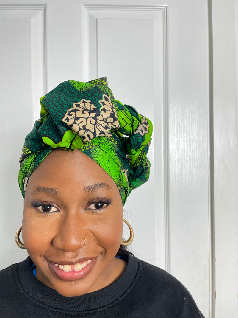 Aryla Green Ankara Headwrap/Scarf