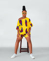 Britney Ankara High Waisted Shorts | Yellow African Print